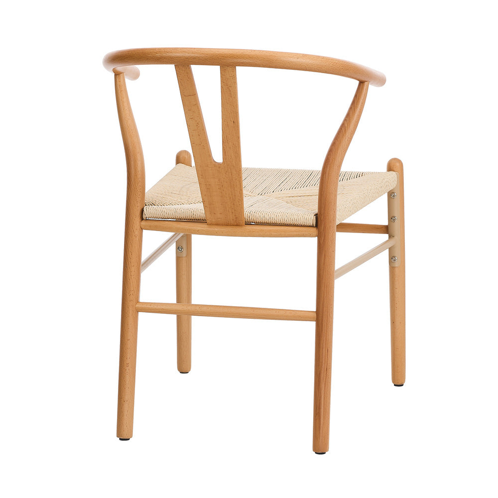 Oikiture Set of 2 Wooden Dining Chair Wishbone Shaped Chair