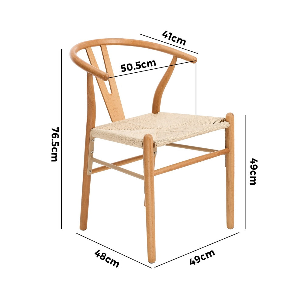 Oikiture Set of 6 Wooden Dining Chair Wishbone Shaped Chair