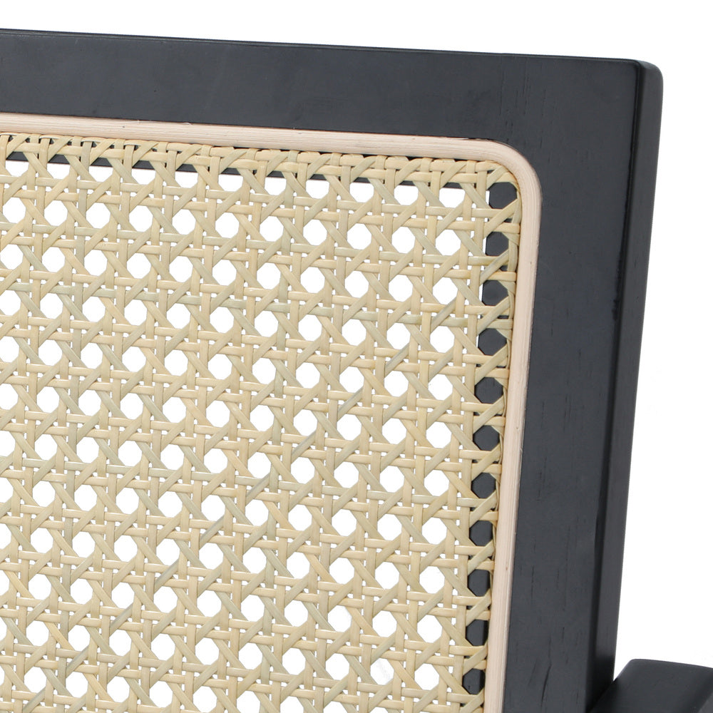 Oikiture 8x Dining Chairs Rattan Chair Wooden Balck