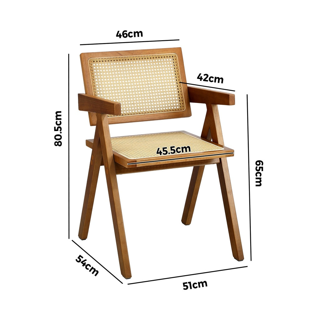 Oikiture 6x Dining Chairs Rattan Chair Wooden Walnut