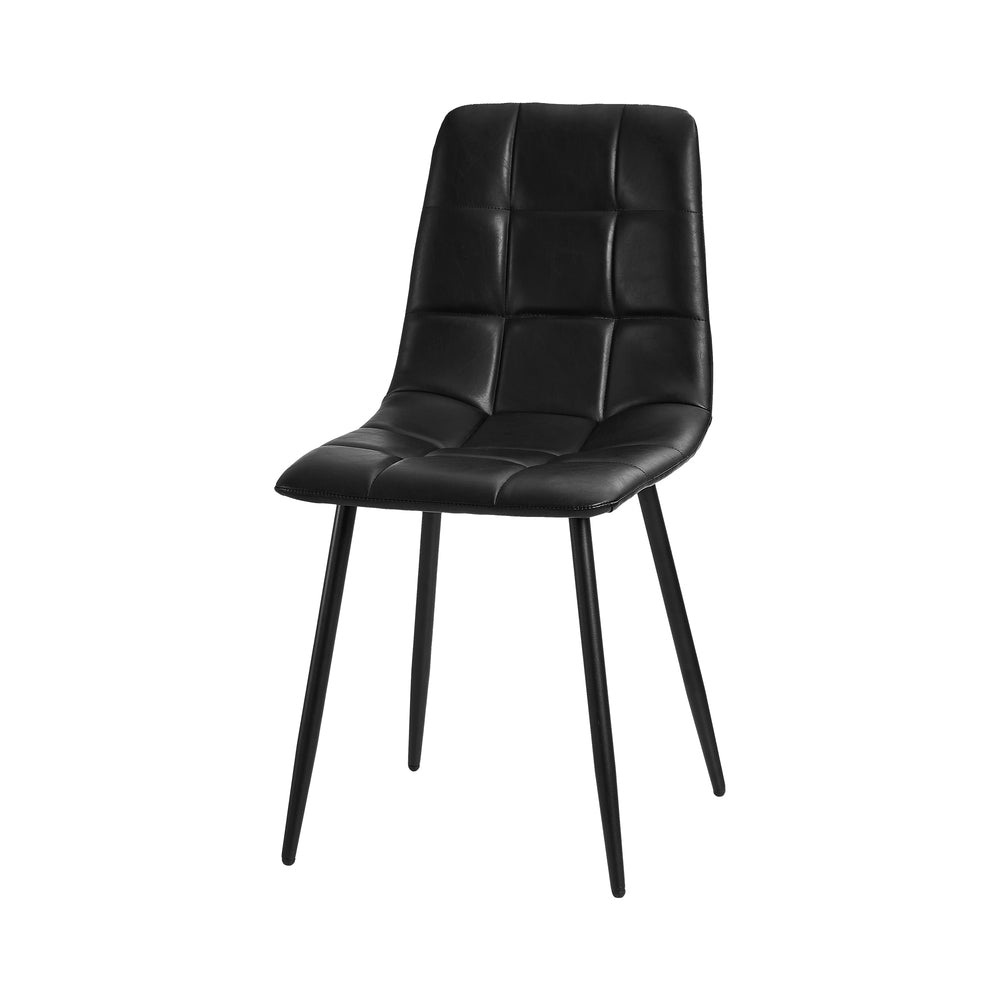 Oikiture 4x Dining Chairs PU Leather Padded Seat Retro Black