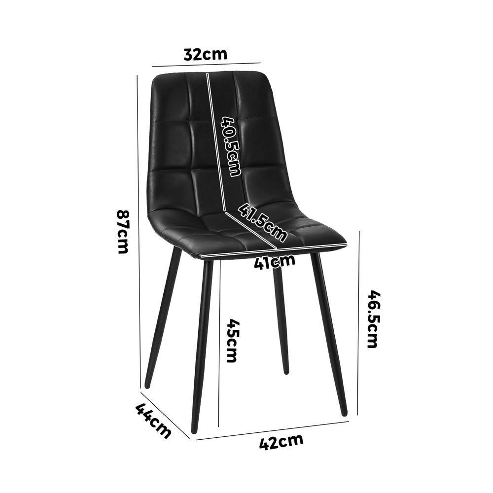 Oikiture 4x Dining Chairs PU Leather Padded Seat Retro Black