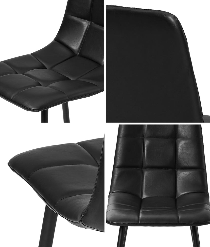 Oikiture 4x Dining Chairs PU Leather Padded Seat Retro Black