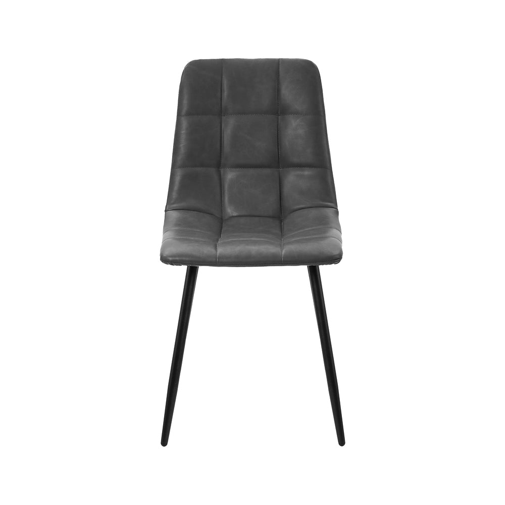 Oikiture 4x Dining Chairs PU Leather Padded Seat Retro Grey