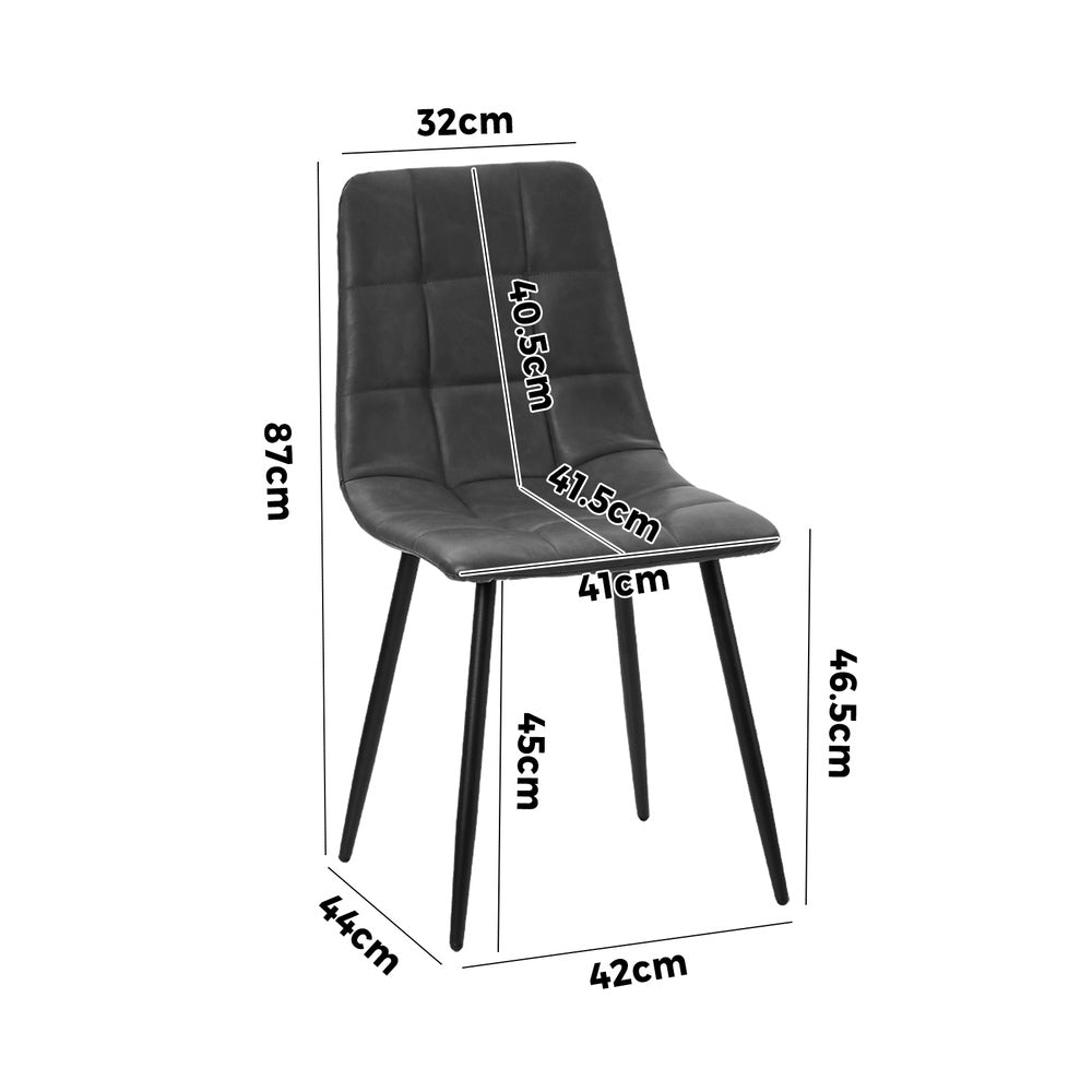 Oikiture 4x Dining Chairs PU Leather Padded Seat Retro Grey
