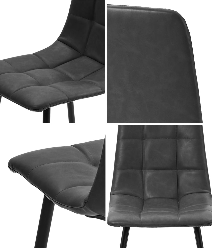 Oikiture 4x Dining Chairs PU Leather Padded Seat Retro Grey