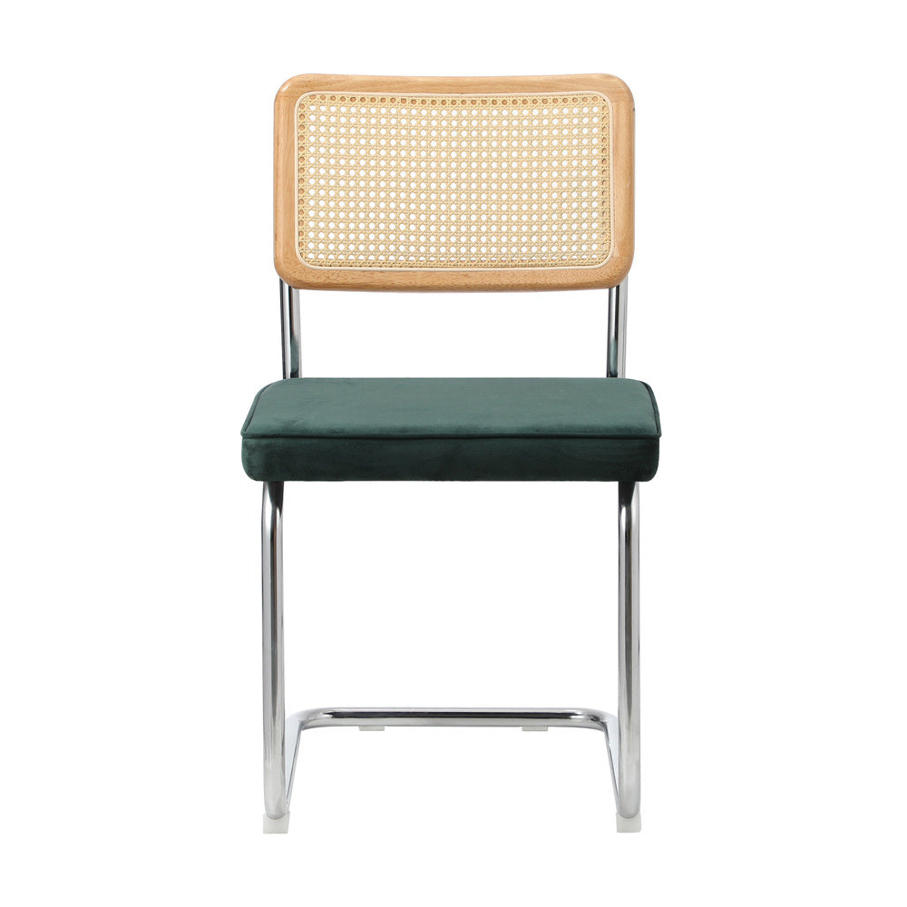 Oikiture 2x Rattan Dining Chair Cesca Replica Cantilever Velvet