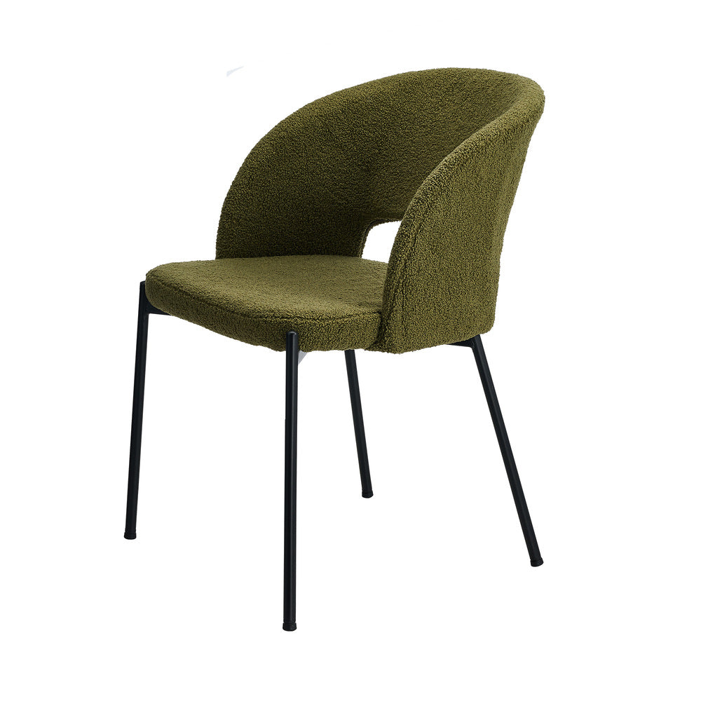 Oikiture 6x Armchair Dining Chair Sherpa Green&Black