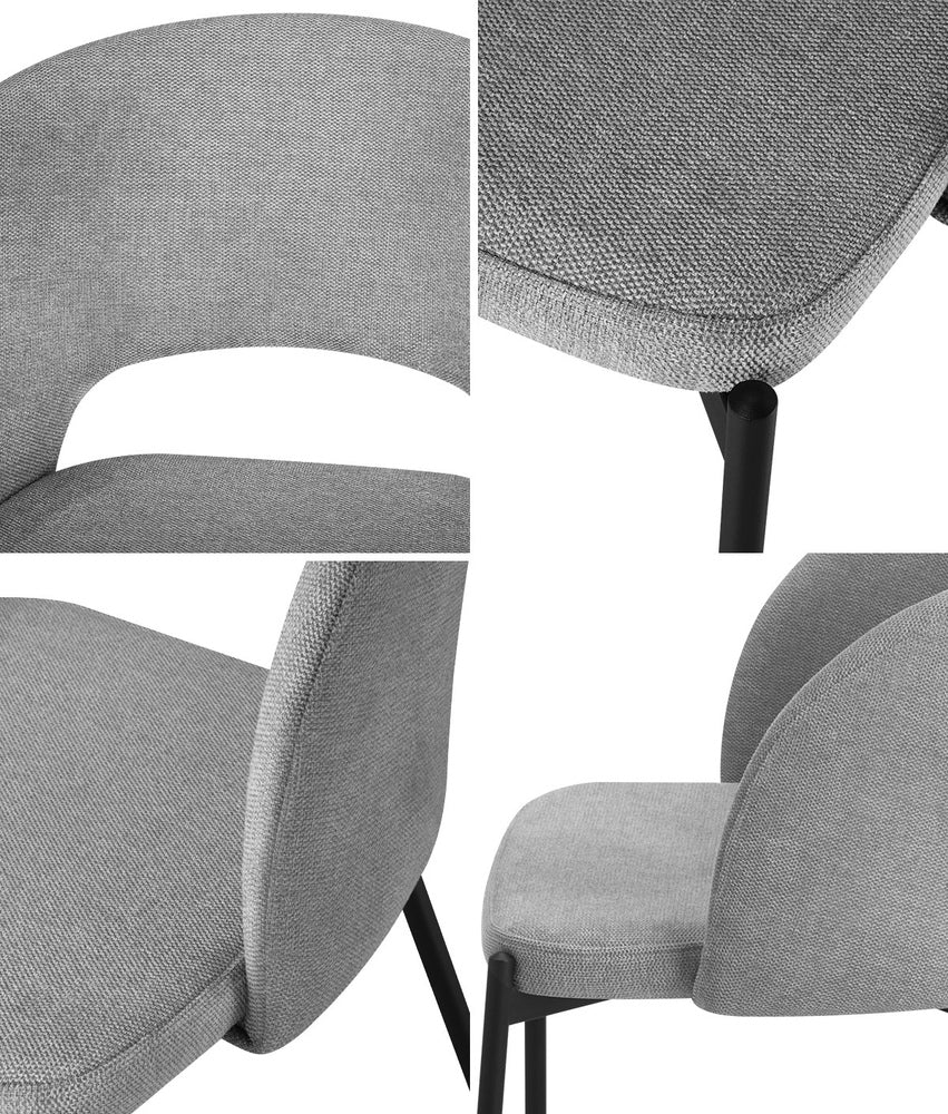 Oikiture 4x Armchair Dining Chair Fabric Grey&Black