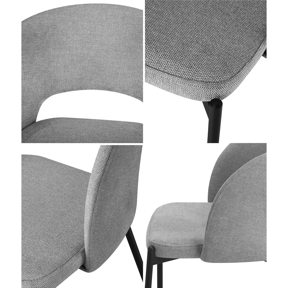 Oikiture 6x Armchair Dining Chair Fabric Grey&Black