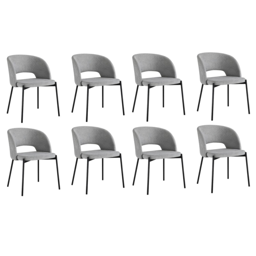 Oikiture 8x Dining Chair Tub Armchairs Fabric Grey&Black