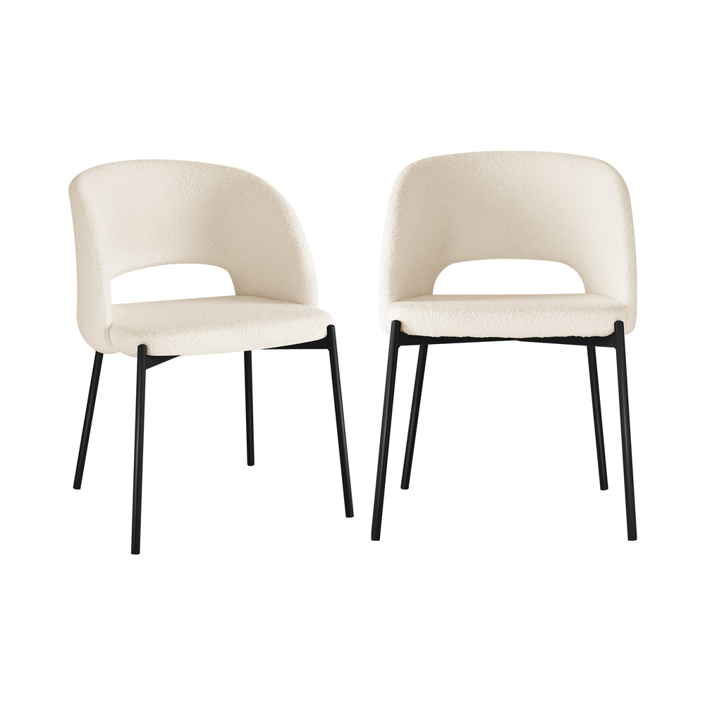 Oikiture 6x Armchair Dining Chair Sherpa White&Black