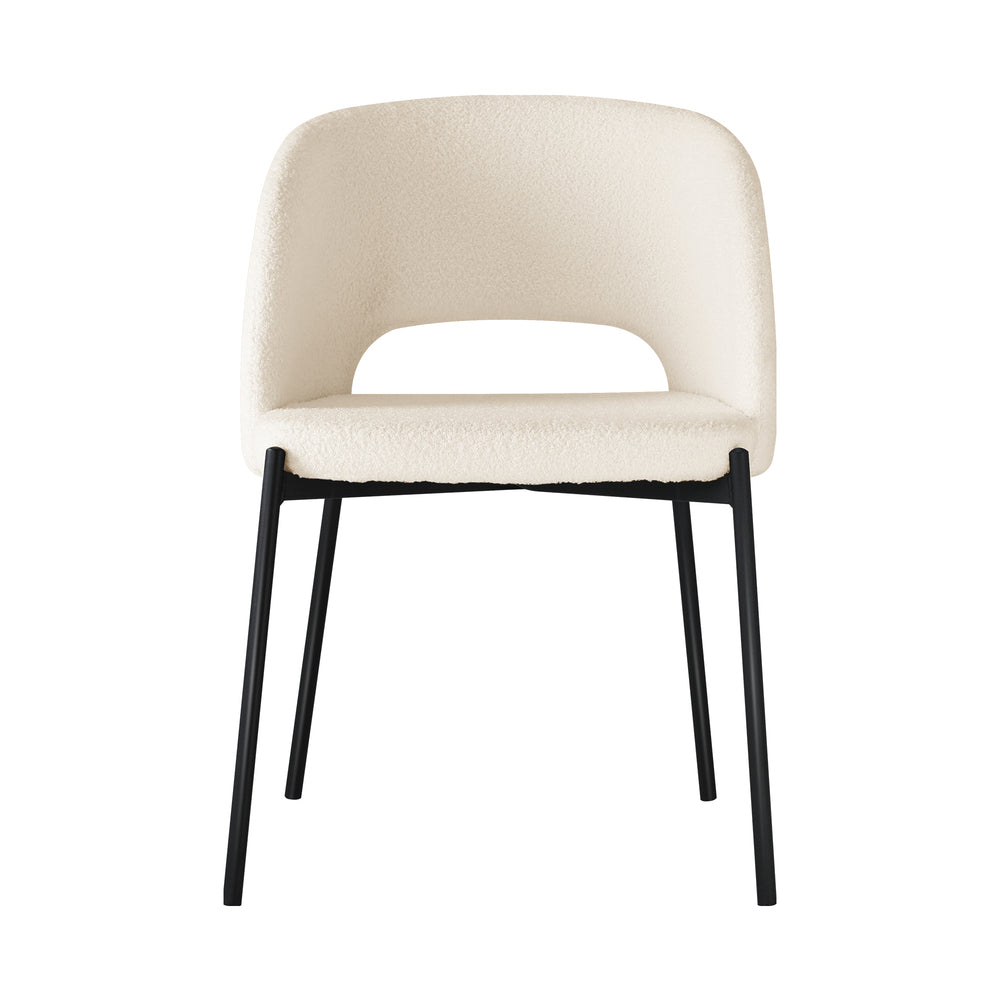 Oikiture 6x Armchair Dining Chair Sherpa White&Black