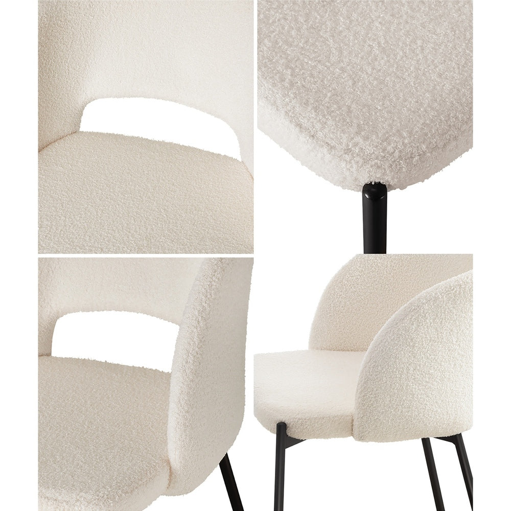 Oikiture 8x Dining Chair Tub Armchairs Sherpa Black&White