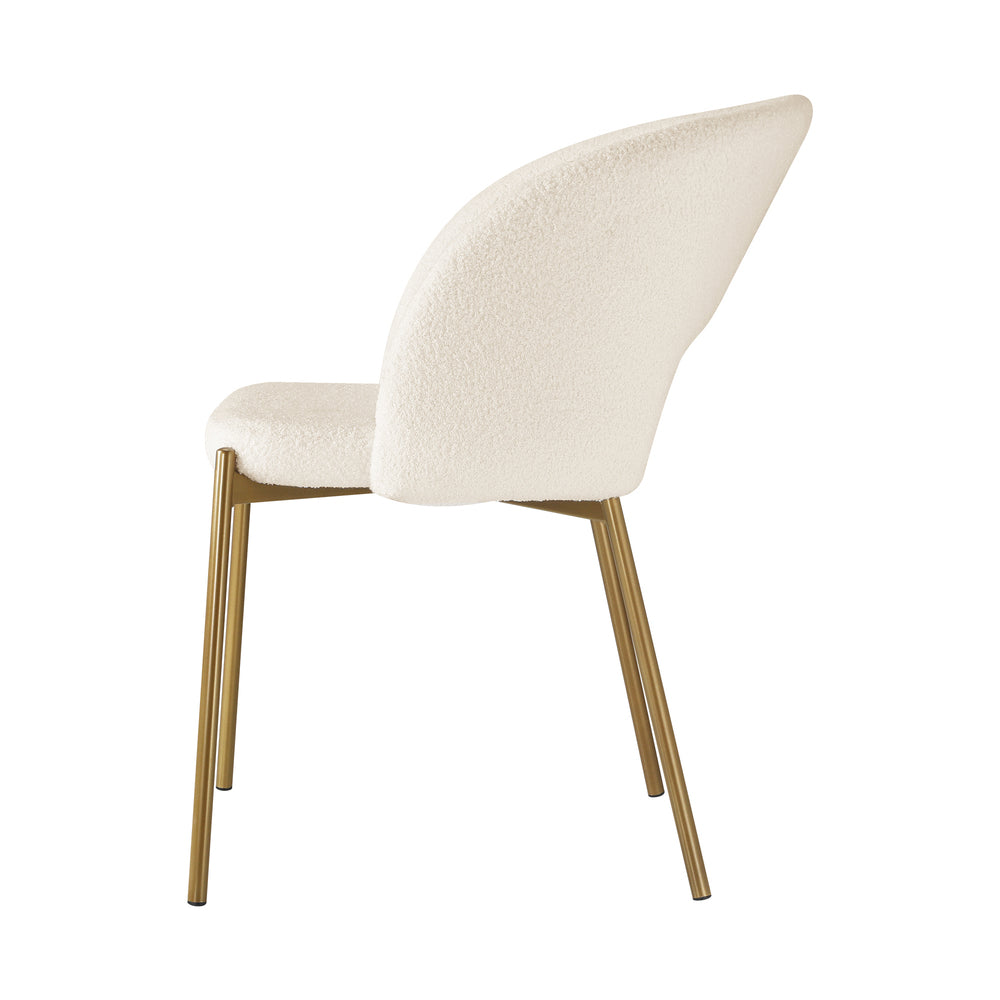 Oikiture 4x Armchair Dining Chair Sherpa White&Gold
