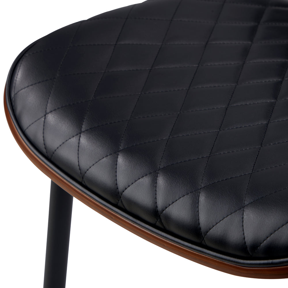 Oikiture 4x Dining Chairs Leather Wooden Metal Legs Black