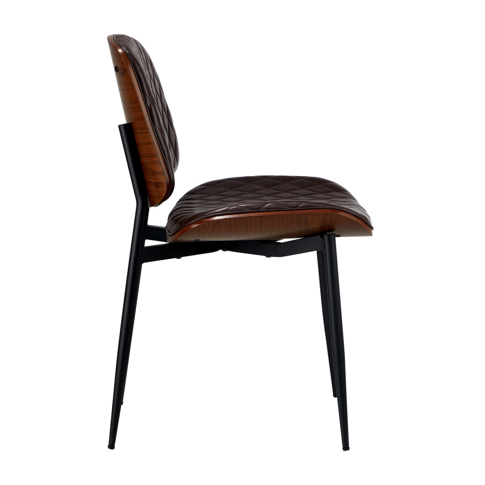 Oikiture 4x Dining Chairs Leather Wooden Metal Legs Walnut