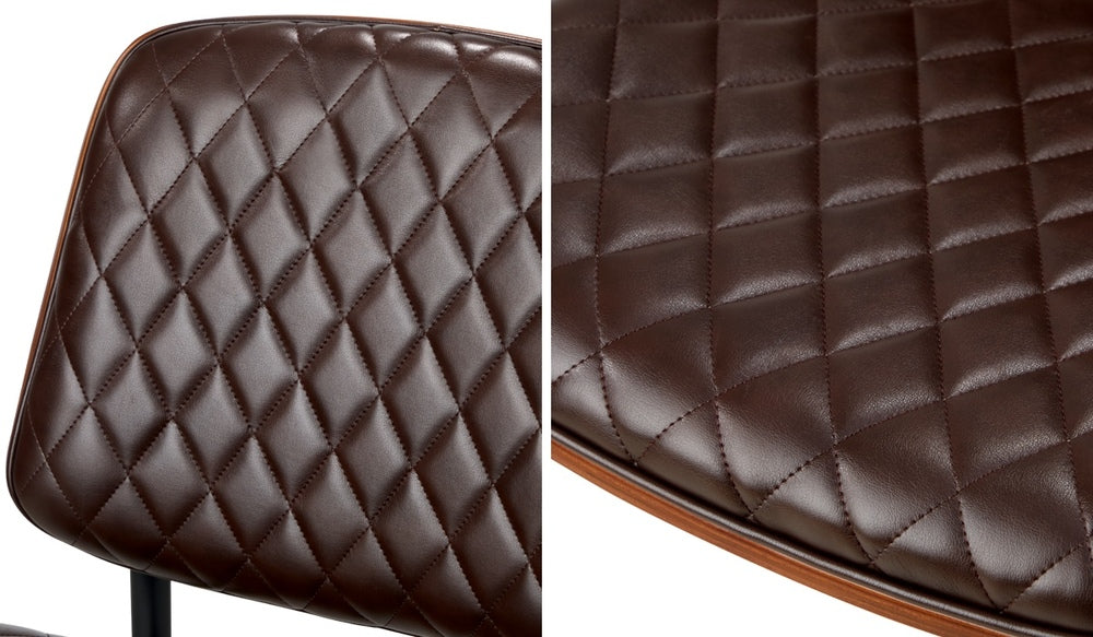 Oikiture 4x Dining Chairs Leather Wooden Metal Legs Walnut