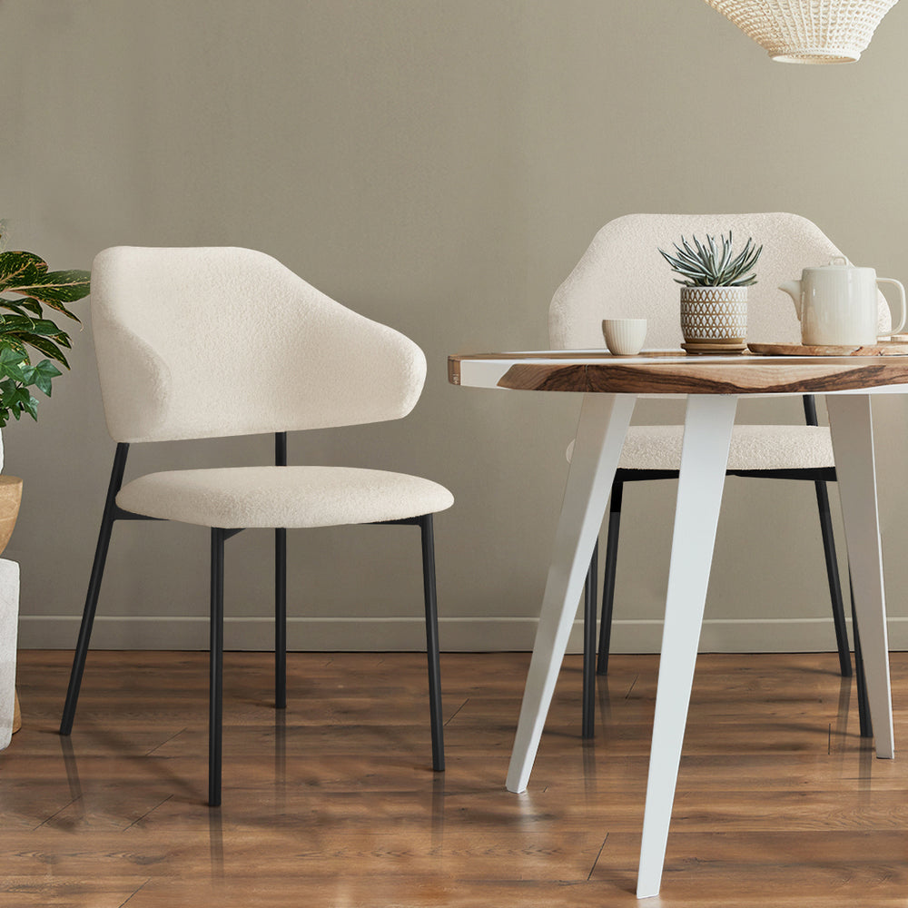Oikiture 4x Dining Chairs Tub Sherpa White&Black