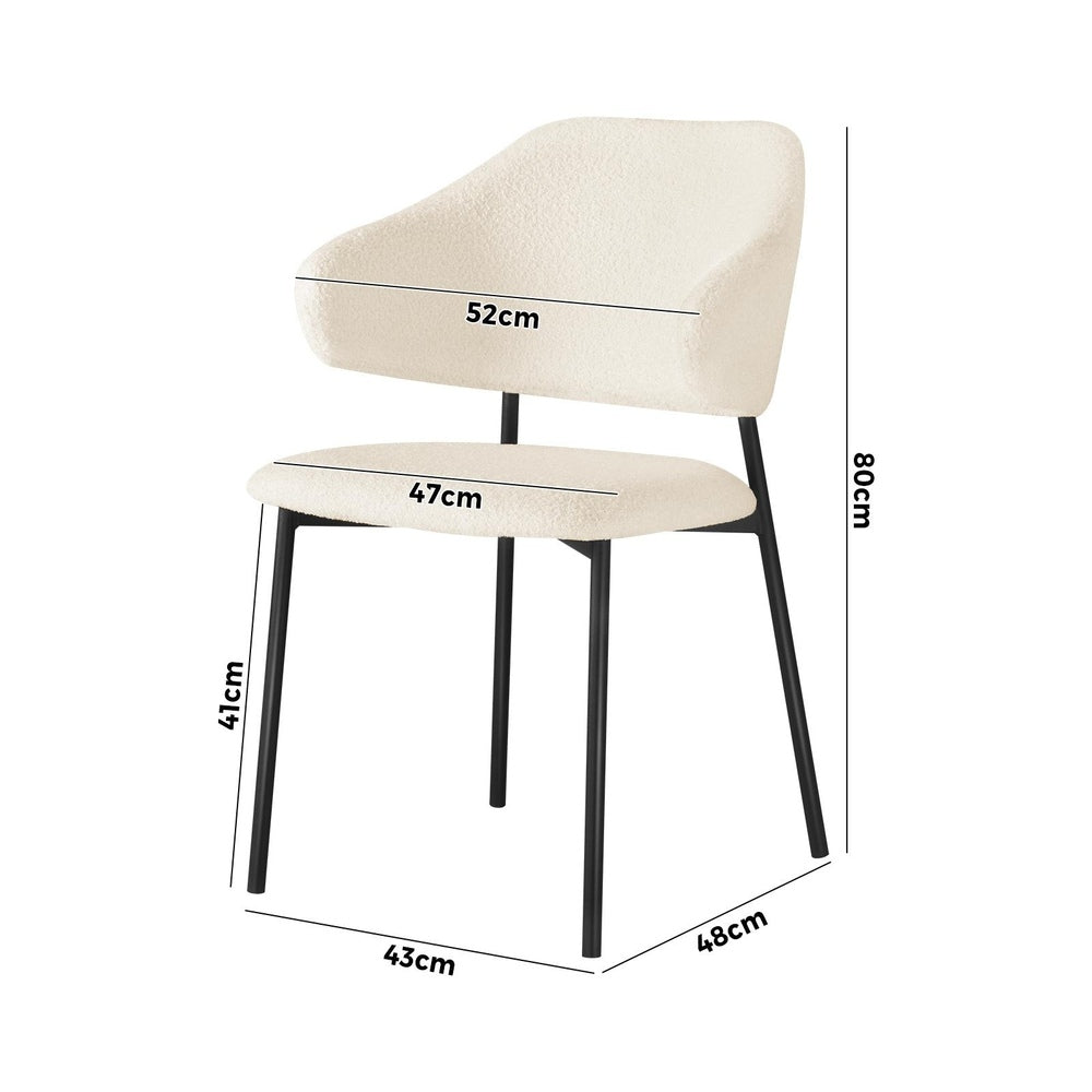 Oikiture 4x Dining Chairs Tub Sherpa White&Black