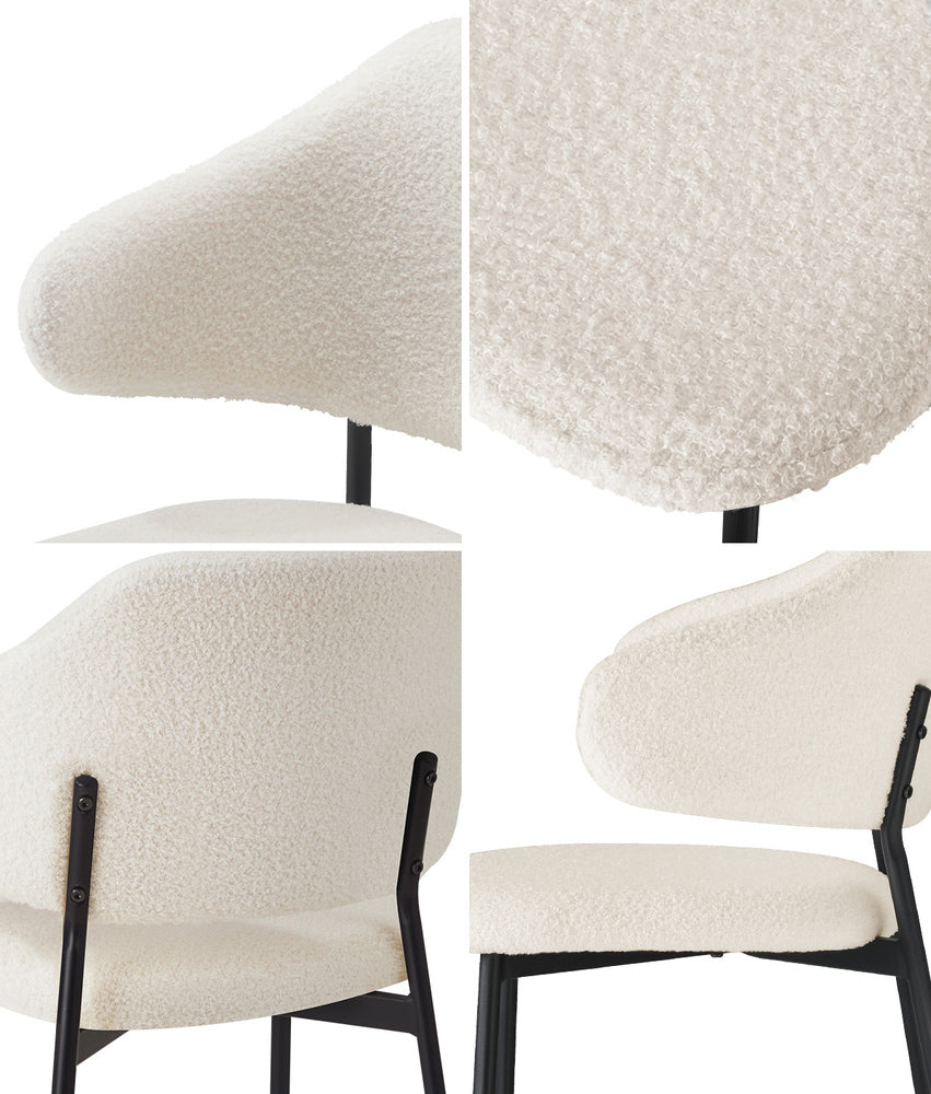 Oikiture 6x Dining Chairs Tub Sherpa White&Black