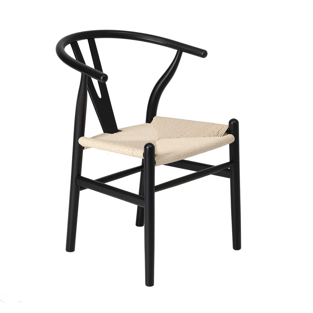 Oikiture 4xDining Chair Wooden Hans Wegner Wishbone Black