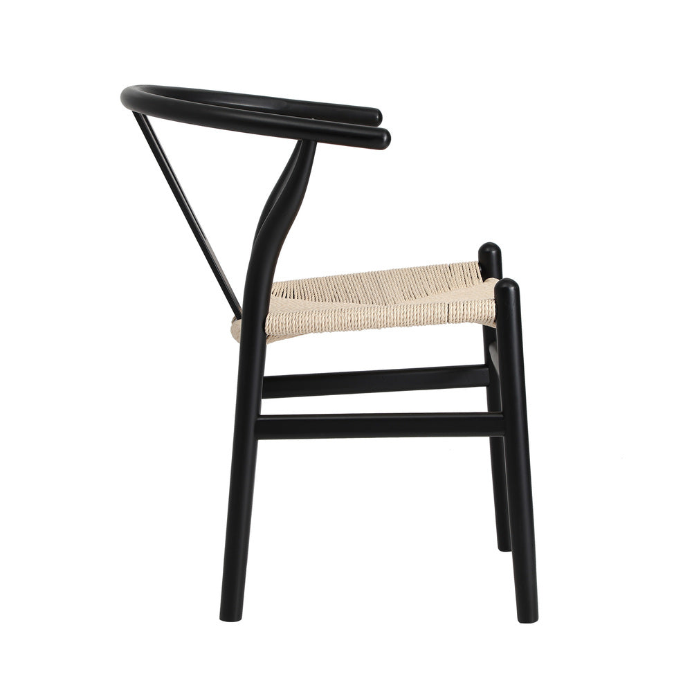 Oikiture 4xDining Chair Wooden Hans Wegner Wishbone Black