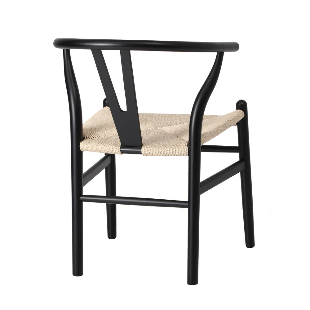 Oikiture 6xDining Chair Wooden Hans Wegner Wishbone Black