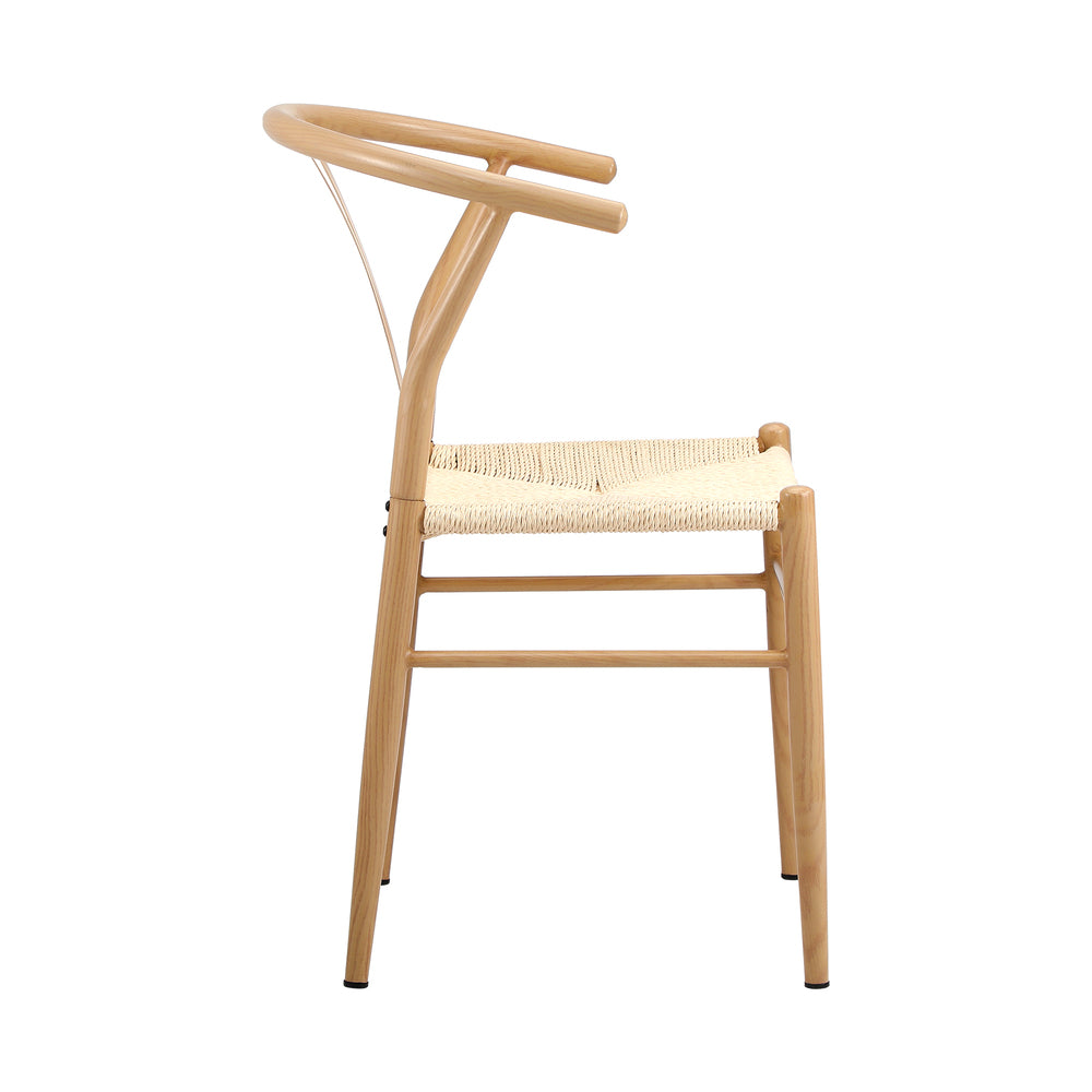 Oikiture 2x Dining Chair Metal Hans Wegner Chair Wishbone Beige