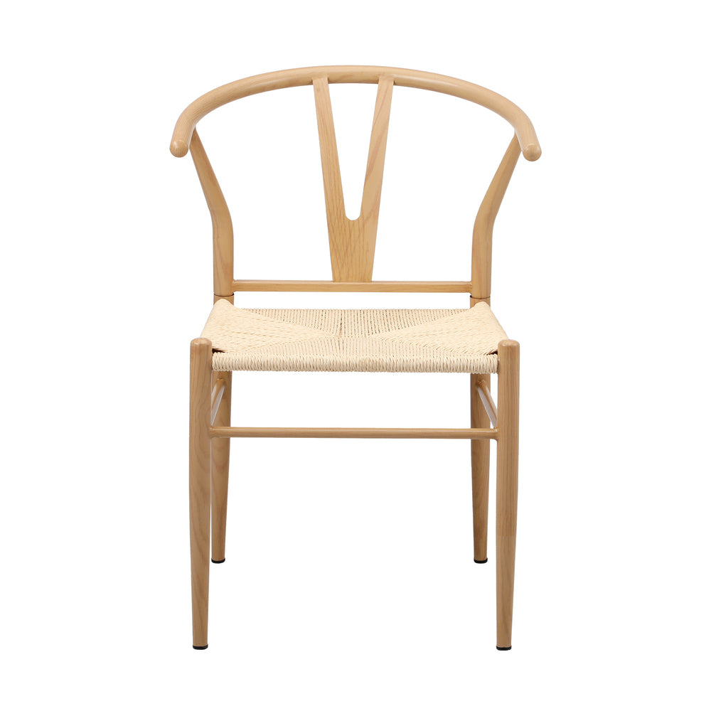 Oikiture 6x Dining Chair Metal Hans Wegner Chairs Wishbone Beige