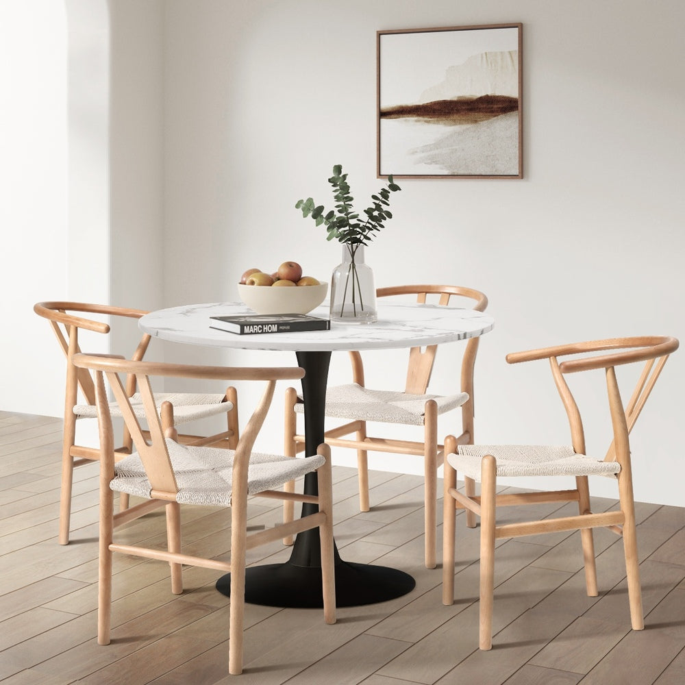 Oikiture Dining Chair Wooden Hans Wegner Wishbone Chair