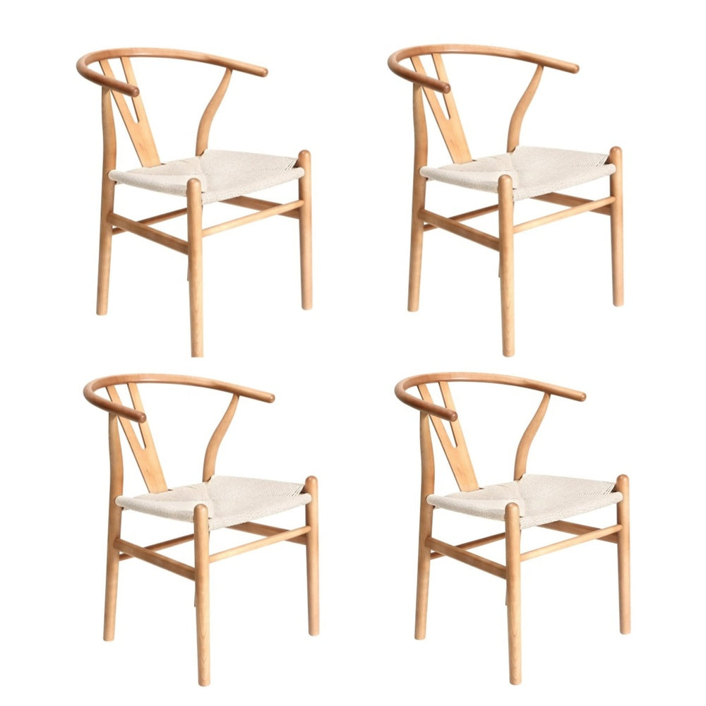 Oikiture 4x Dining Chair Wooden Hans Wegner Chair Wishbone