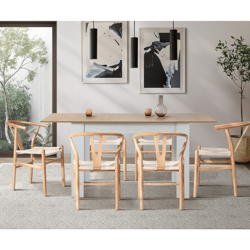 Oikiture 6x Dining Chair Wooden Hans Wegner Chair Wishbone