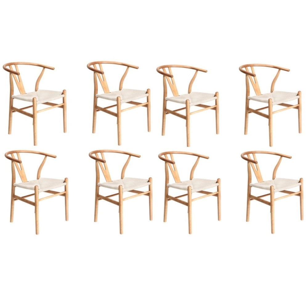 Oikiture 8x Dining Chair Wooden Hans Wegner Wishbone