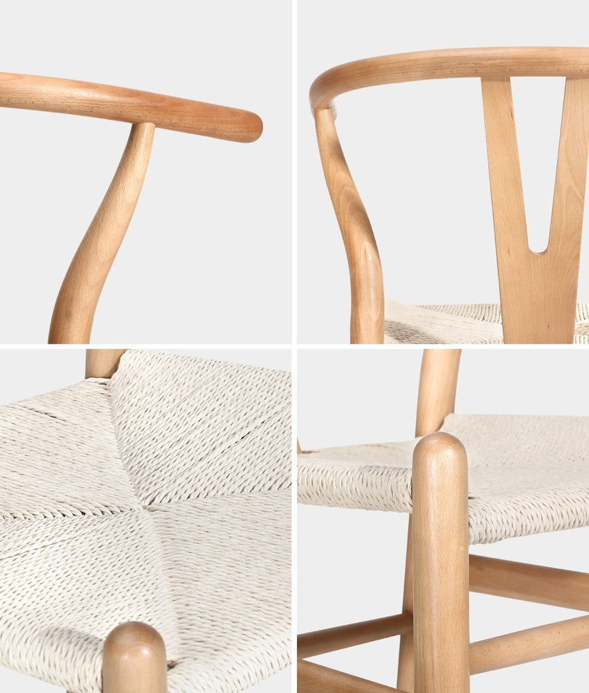 Oikiture 8x Dining Chair Wooden Hans Wegner Wishbone