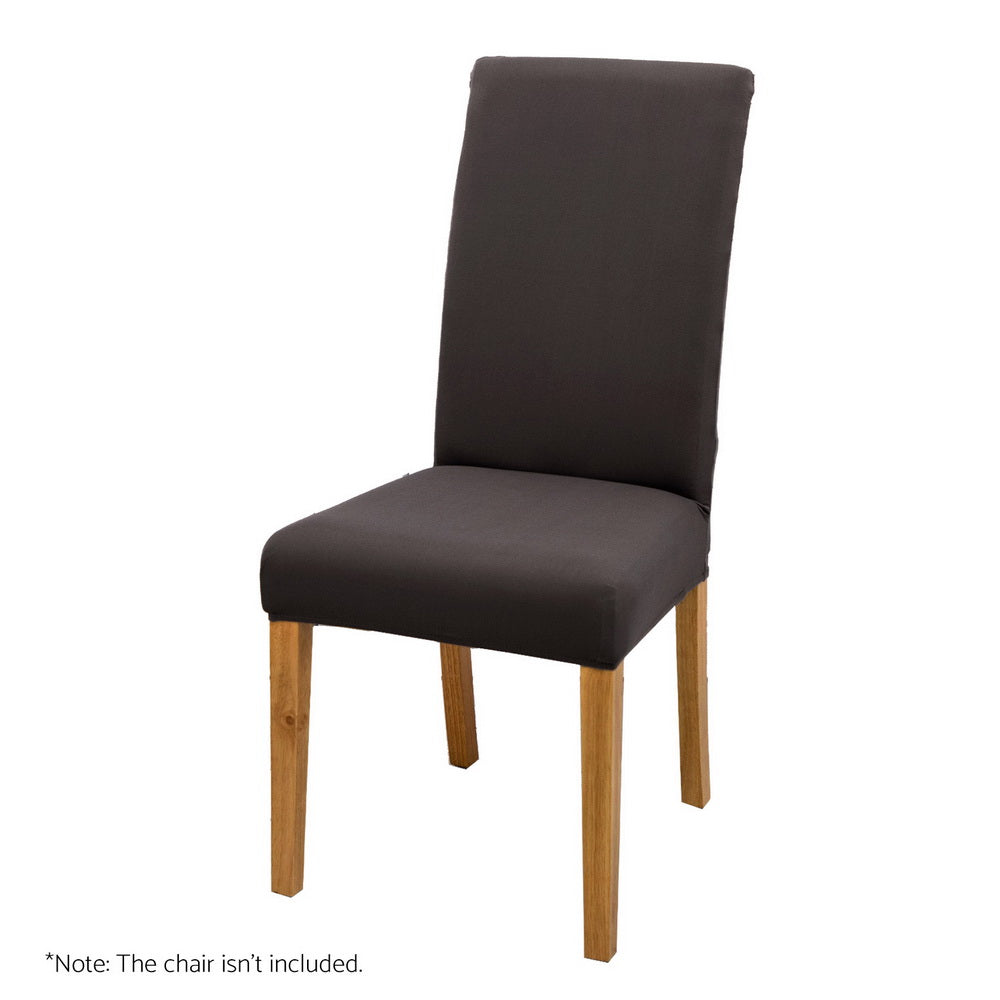 Set of 4 Dark Grey Spandex Stretch Chair Covers for Dining Banquets and Parties