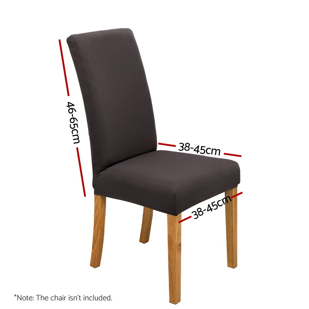 Set of 4 Dark Grey Spandex Stretch Chair Covers for Dining Banquets and Parties