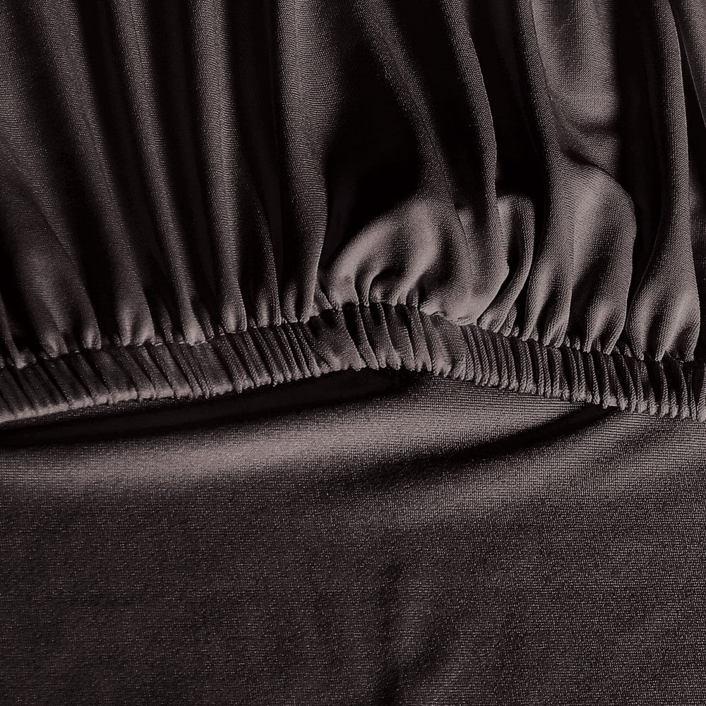 Set of 4 Dark Grey Spandex Stretch Chair Covers for Dining Banquets and Parties