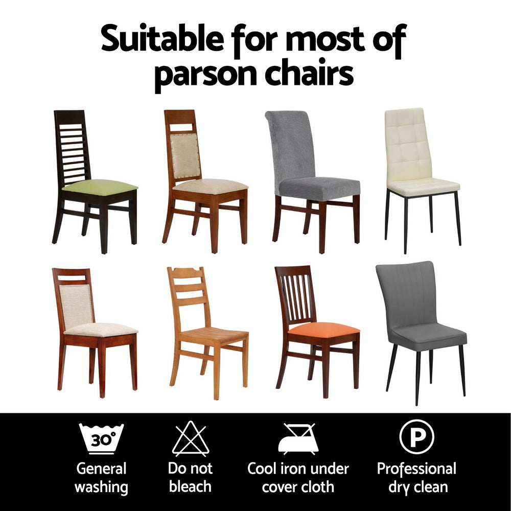 Stretchable Grey Slipcovers for Dining Chairs - Set of 4 by Artiss Ideal for Weddings and Banquets