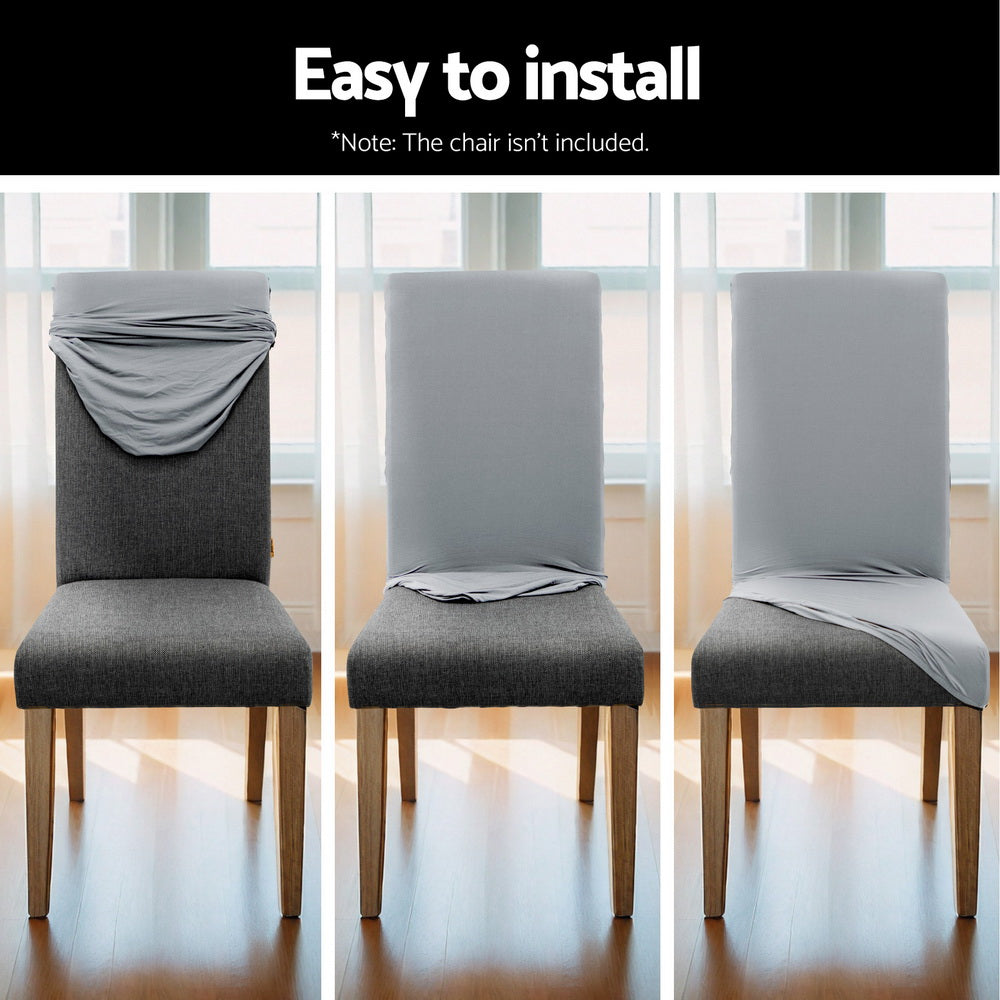 Stretchable Grey Slipcovers for Dining Chairs - Set of 4 by Artiss Ideal for Weddings and Banquets