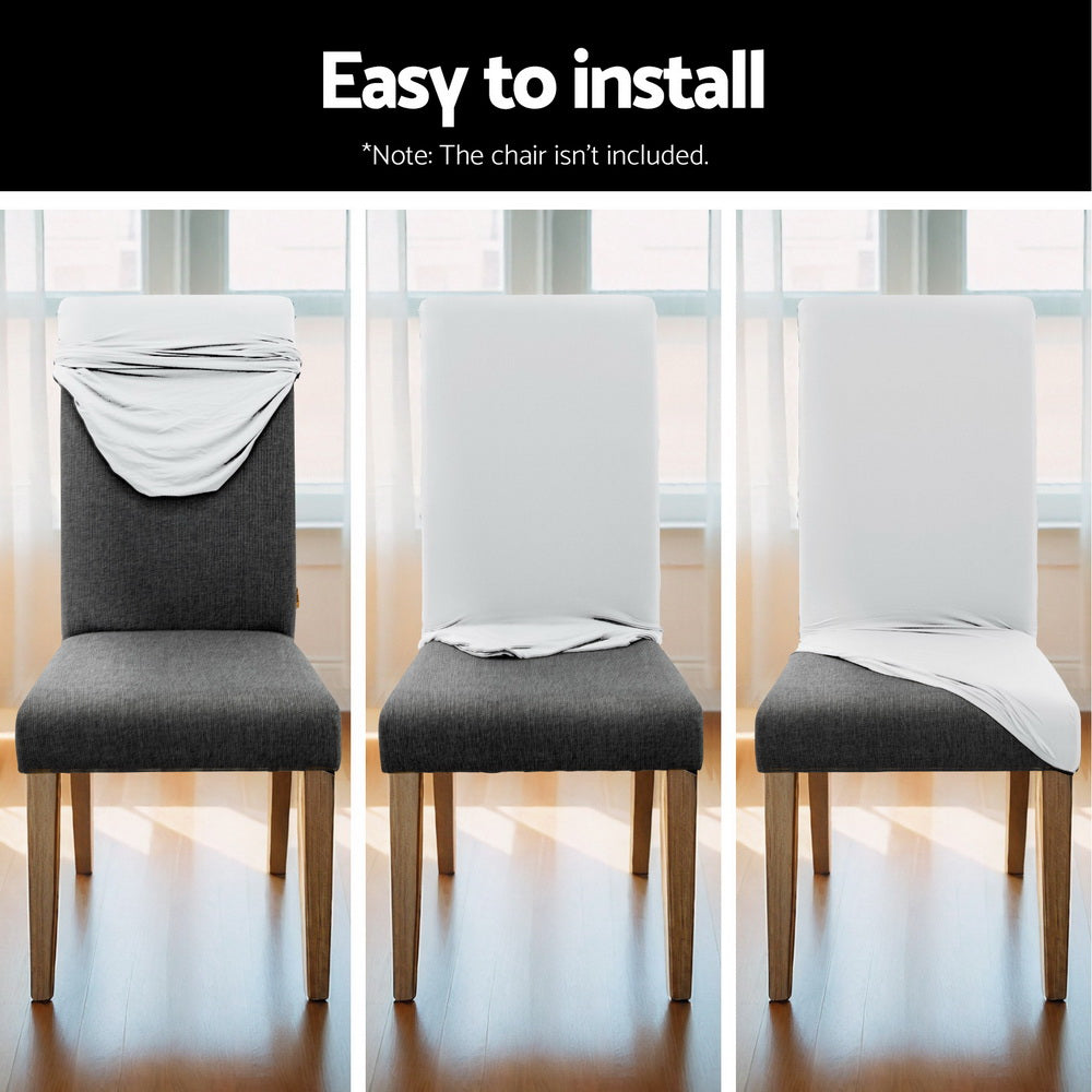 Artiss White Spandex Stretch Dining Chair Slipcovers - Set of 4 for Banquets and Weddings