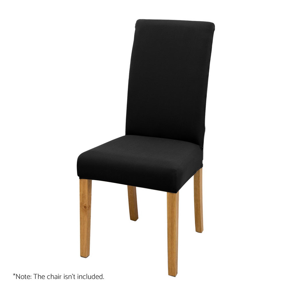 Set of 6 Black Spandex Stretch Dining Chair Slipcovers for Weddings and Banquets