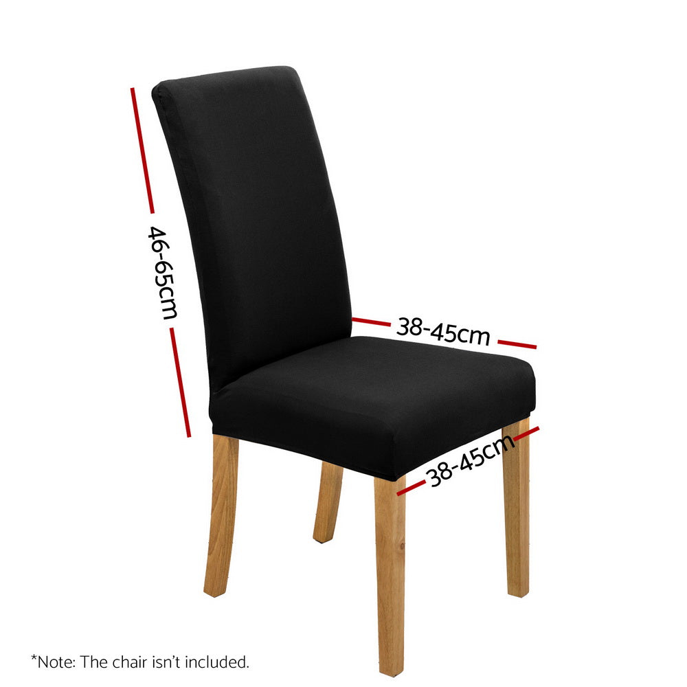 Set of 6 Black Spandex Stretch Dining Chair Slipcovers for Weddings and Banquets