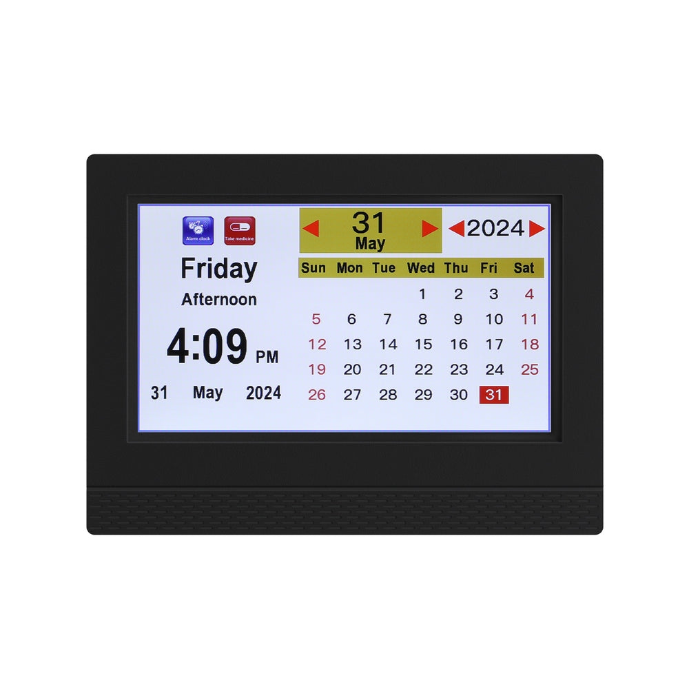 Artiss 7 Multi-Function Digital Alarm Clock with Calendar and Media Playback - Black