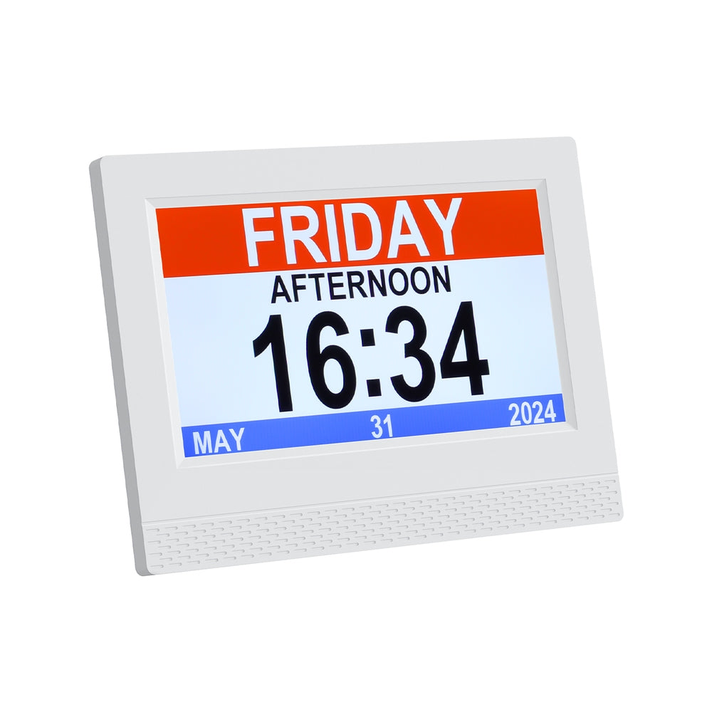 Artiss 7-Inch Multi-Functional Digital Day Clock with Calendar and Alarm in White