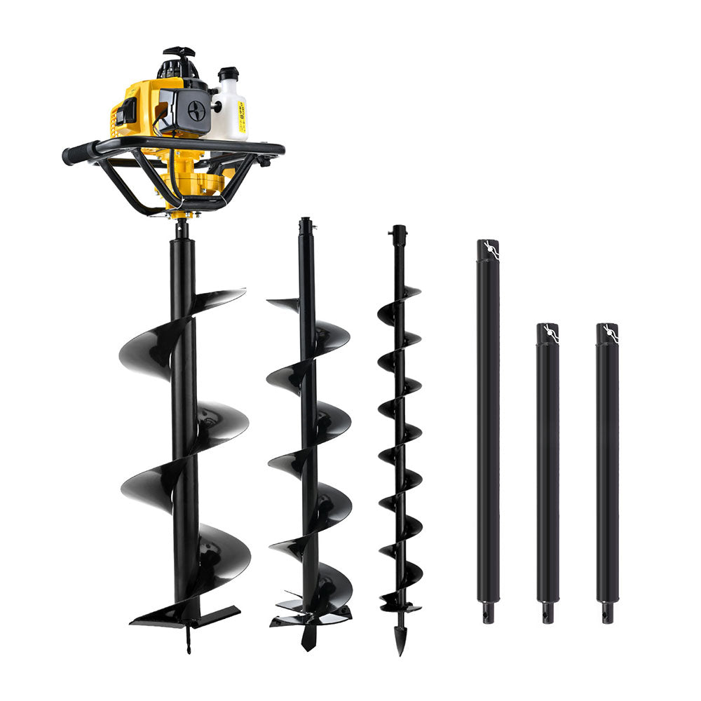 Giantz Post Hole Digger Petrol Motor Drill Extension Auger Bits Kits