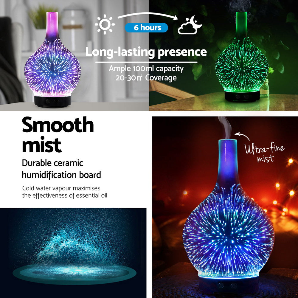 Devanti 4-in-1 Ultrasonic Aroma Diffuser with 3D Light Effect and Humidifier