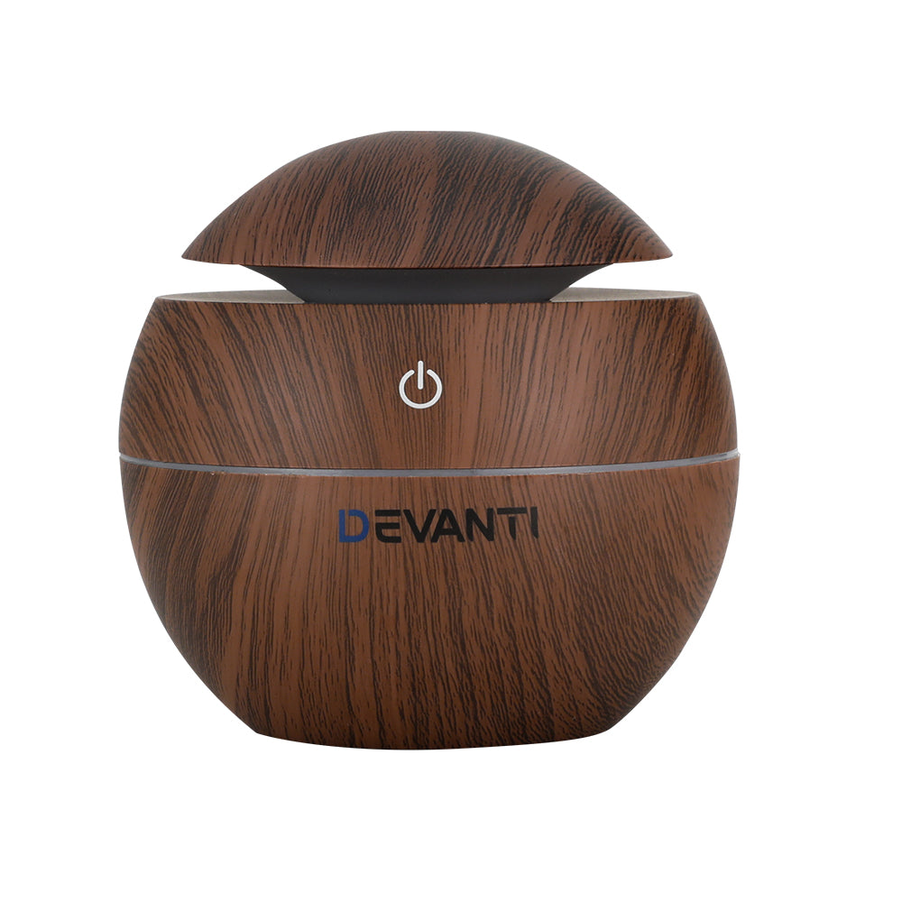 Devanti Ultrasonic Aromatherapy Diffuser with Dark Wood Finish - 130ml Capacity