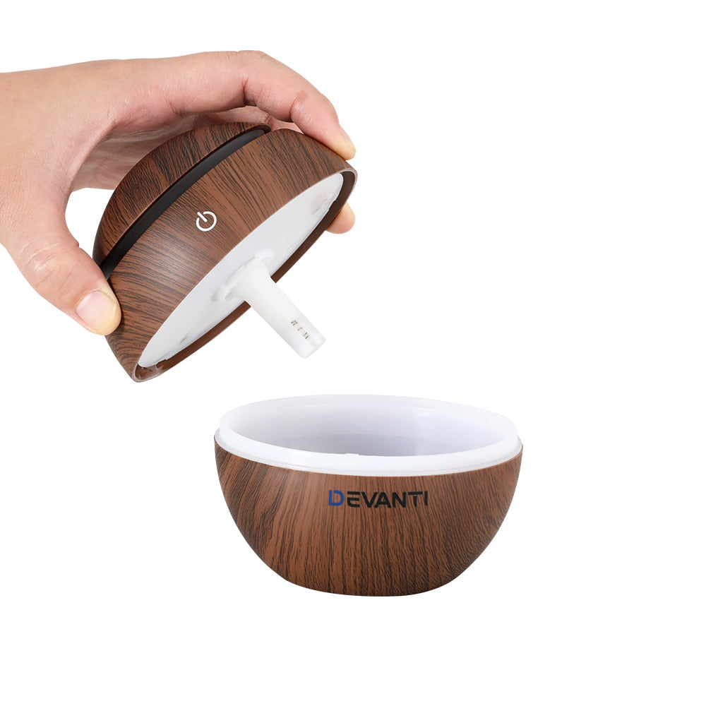 Devanti Ultrasonic Aromatherapy Diffuser with Dark Wood Finish - 130ml Capacity