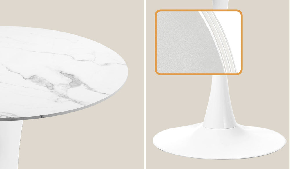 Oikiture 60cm Round Dining Table with 2x Dining Chairs Sherpa Gold&White